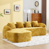 Yellow Chenille L-Shaped Medium-Soft 4-Seat Sofa - Omega Lifestyles