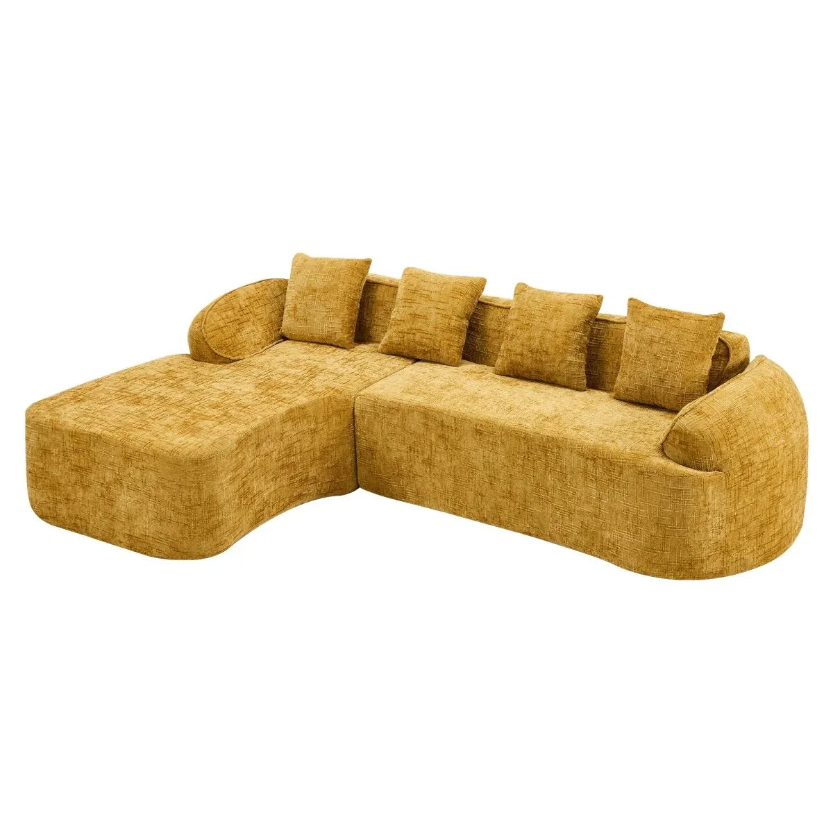 Yellow Chenille L-Shaped Medium-Soft 4-Seat Sofa - Omega Lifestyles