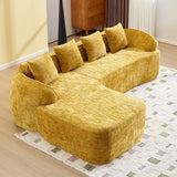 Yellow Chenille L-Shaped Medium-Soft 4-Seat Sofa - Omega Lifestyles
