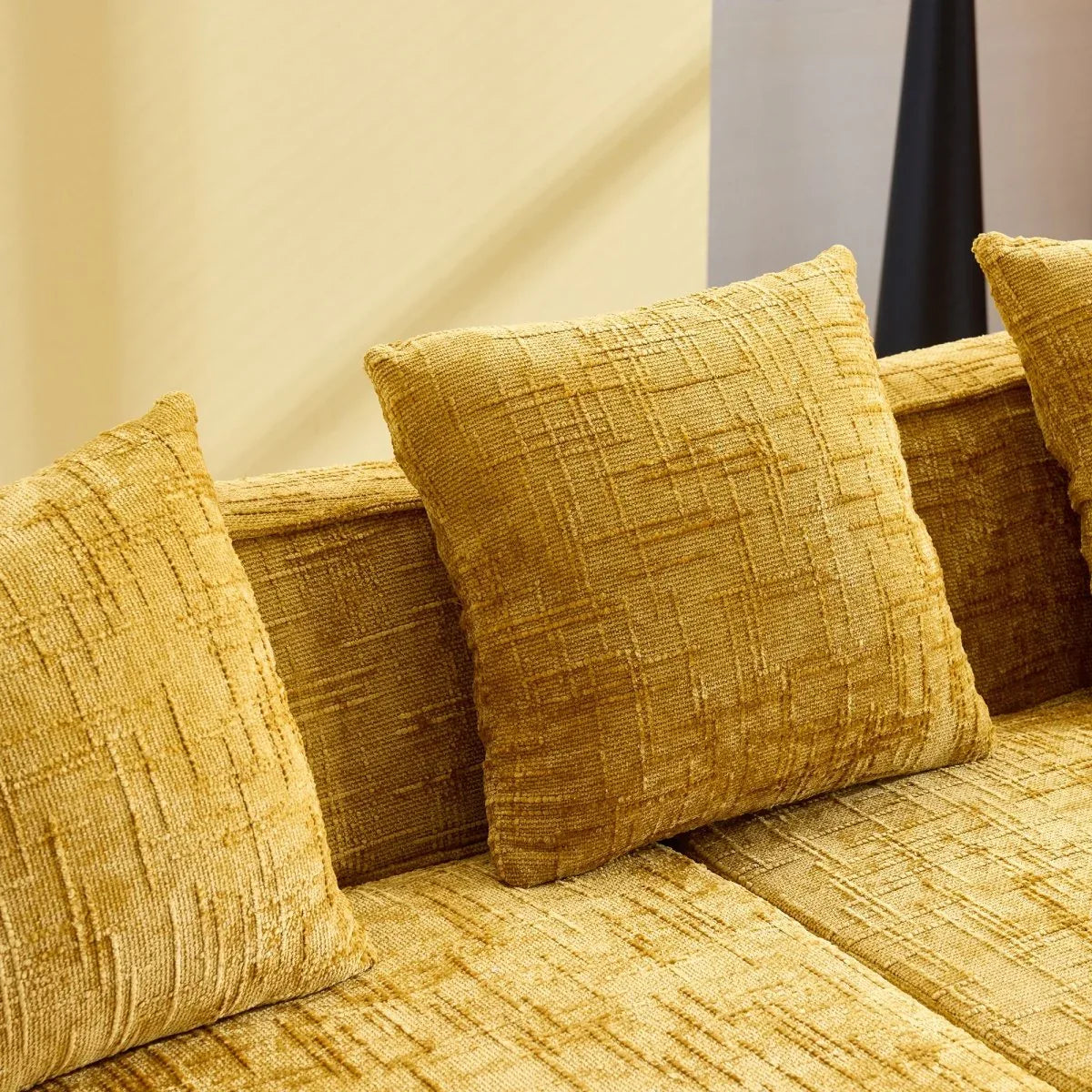 Yellow Chenille L-Shaped Medium-Soft 4-Seat Sofa - Omega Lifestyles