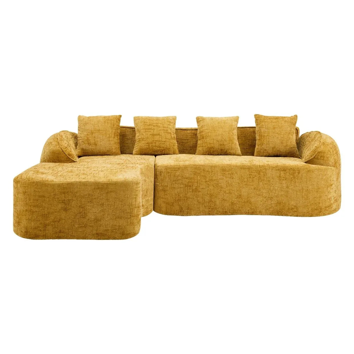 Yellow Chenille L-Shaped Medium-Soft 4-Seat Sofa - Omega Lifestyles