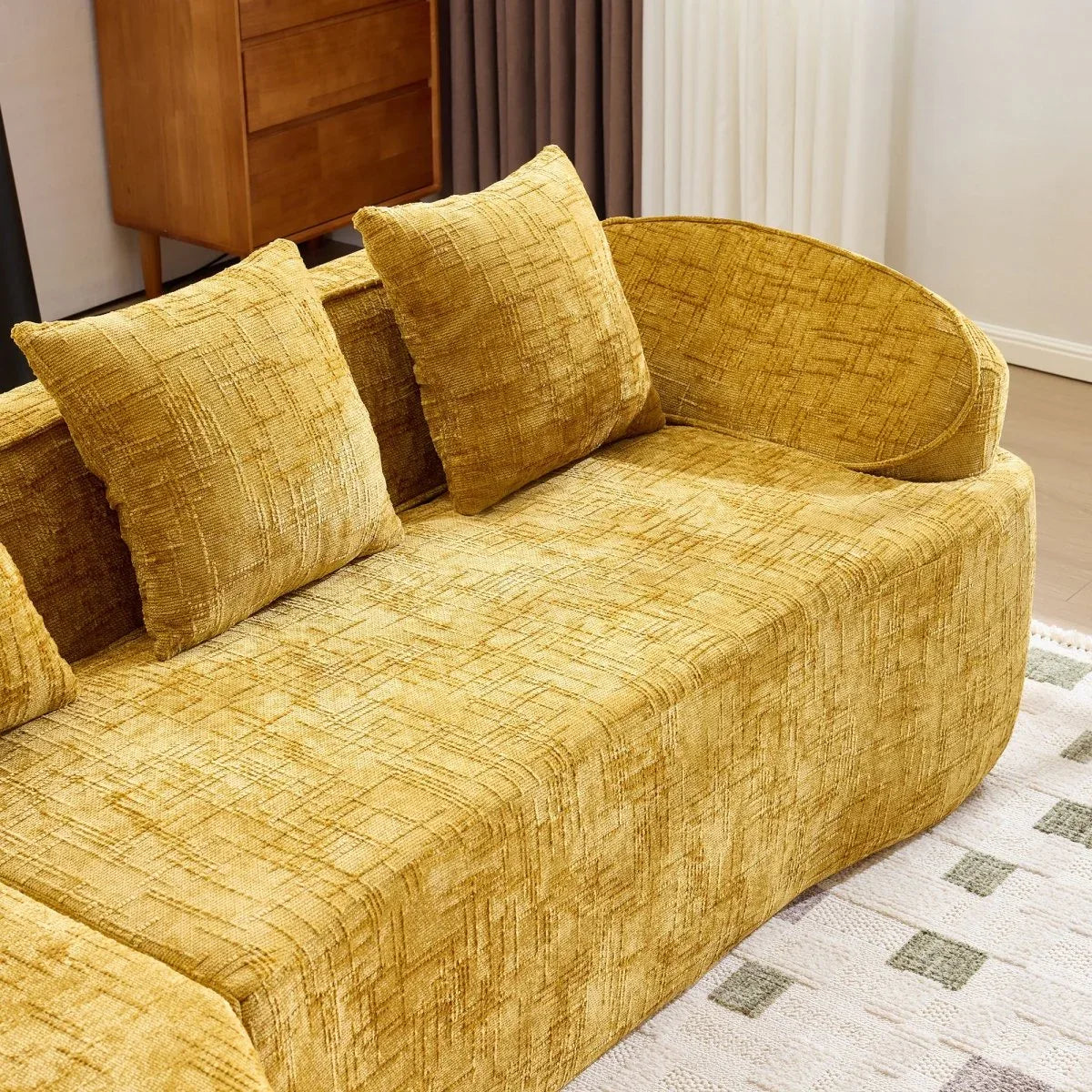 Yellow Chenille L-Shaped Medium-Soft 4-Seat Sofa - Omega Lifestyles