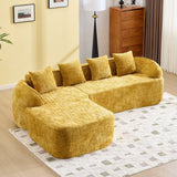 Yellow Chenille L-Shaped Medium-Soft 4-Seat Sofa - Omega Lifestyles