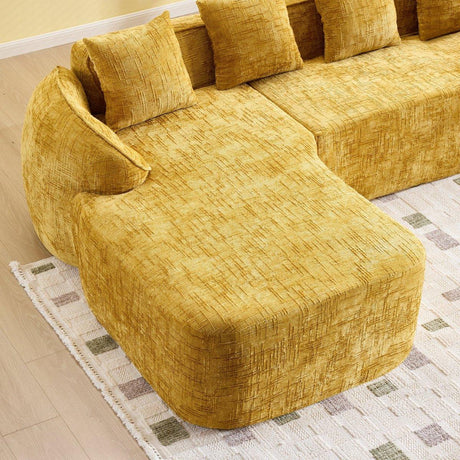 Yellow Chenille L-Shaped Medium-Soft 4-Seat Sofa - Omega Lifestyles