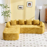 Yellow Chenille L-Shaped Medium-Soft 4-Seat Sofa - Omega Lifestyles