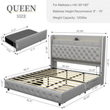 LED Bed Frame with Star Projector and Storage Drawers - Omega Lifestyles
