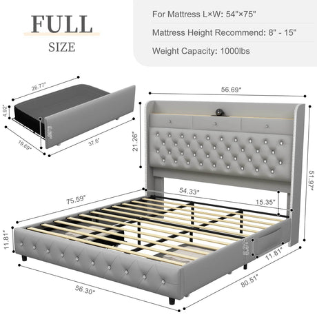LED Bed Frame with Star Projector and Storage Drawers - Omega Lifestyles
