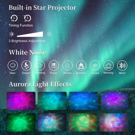 LED Bed Frame with Star Projector and Storage Drawers - Omega Lifestyles