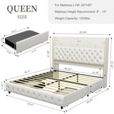 LED Bed Frame with Star Projector and Storage Drawers - Omega Lifestyles