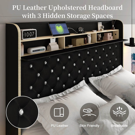 LED Bed Frame with Star Projector and Storage Drawers - Omega Lifestyles