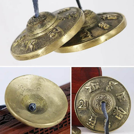 1 Pair Yoga Cymbals Brass Cymbal Bell Chimes Tibetan Buddhist Style Tingsha Meditation Yoga Accessory Instrument Cymbals Yoga - Omega Lifestyles
