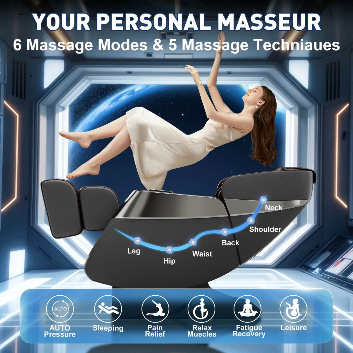 1 Year Warranty USA Local Delivery 4D Airbag Zero Gravity full body Massage Chair Home 3D Foot Roller Shiatsu Office Chair - Sleep Galleria