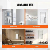 10-Bar Towel Warmer Rack Wall-Mounted Heated Towel Rack Bathroom Silver - Sleep Galleria