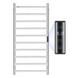 10-Bar Towel Warmer Rack Wall-Mounted Heated Towel Rack Bathroom Silver - Sleep Galleria