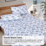 100% Cotton Sheets Queen Size Set, 4 Pieces, Soft & Breathable Percale Weave Bedding, Deep Pocket 16", Hotel Standard, Crisp Co - Omega Lifestyles