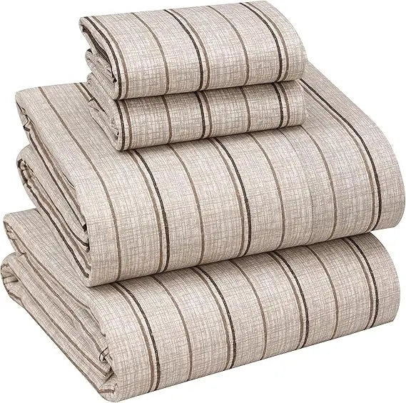 100% Cotton Sheets Queen Size Set, 4 Pieces, Soft & Breathable Percale Weave Bedding, Deep Pocket 16", Hotel Standard, Crisp Co - Omega Lifestyles