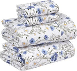 100% Cotton Sheets Queen Size Set, 4 Pieces, Soft & Breathable Percale Weave Bedding, Deep Pocket 16", Hotel Standard, Crisp Co - Omega Lifestyles