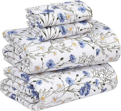 100% Cotton Sheets Queen Size Set, 4 Pieces, Soft & Breathable Percale Weave Bedding, Deep Pocket 16", Hotel Standard, Crisp Co - Omega Lifestyles