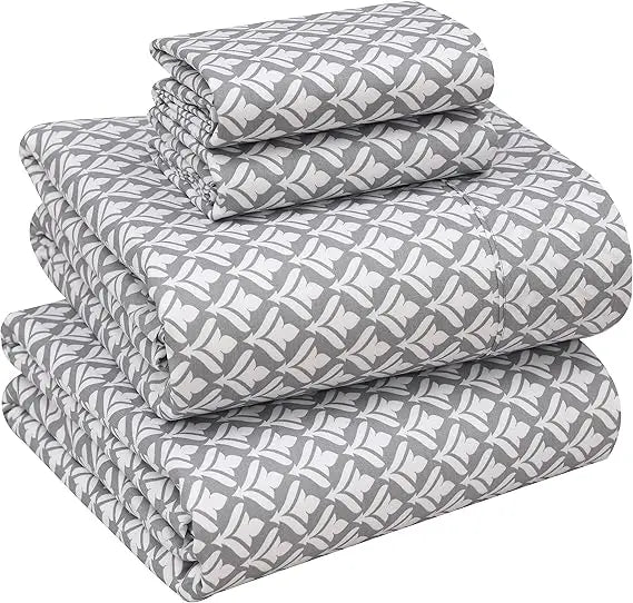 100% Cotton Sheets Queen Size Set, 4 Pieces, Soft & Breathable Percale Weave Bedding, Deep Pocket 16", Hotel Standard, Crisp Co - Omega Lifestyles