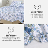 100% Cotton Sheets Queen Size Set, 4 Pieces, Soft & Breathable Percale Weave Bedding, Deep Pocket 16", Hotel Standard, Crisp Co - Omega Lifestyles