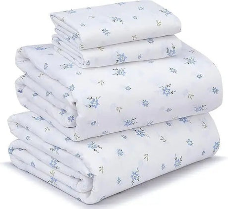 100% Cotton Sheets Queen Size Set, 4 Pieces, Soft & Breathable Percale Weave Bedding, Deep Pocket 16", Hotel Standard, Crisp Co - Omega Lifestyles