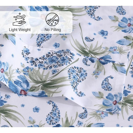 100% Cotton Sheets Queen Size Set, 4 Pieces, Soft & Breathable Percale Weave Bedding, Deep Pocket 16", Hotel Standard, Crisp Co - Omega Lifestyles