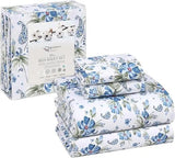 100% Cotton Sheets Queen Size Set, 4 Pieces, Soft & Breathable Percale Weave Bedding, Deep Pocket 16", Hotel Standard, Crisp Co - Omega Lifestyles