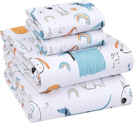 100% Cotton Sheets Queen Size Set, 4 Pieces, Soft & Breathable Percale Weave Bedding, Deep Pocket 16", Hotel Standard, Crisp Co - Omega Lifestyles