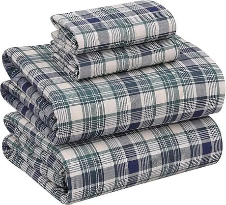 100% Cotton Sheets Queen Size Set, 4 Pieces, Soft & Breathable Percale Weave Bedding, Deep Pocket 16", Hotel Standard, Crisp Co - Omega Lifestyles