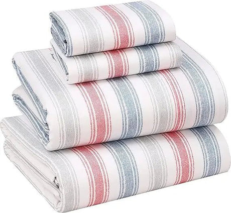 100% Cotton Sheets Queen Size Set, 4 Pieces, Soft & Breathable Percale Weave Bedding, Deep Pocket 16", Hotel Standard, Crisp Co - Omega Lifestyles