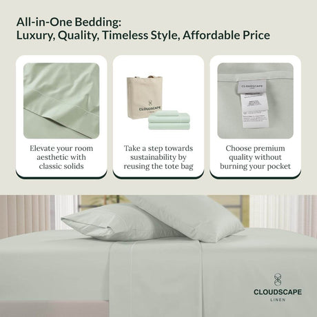 100% Egyptian Cotton Sheets Queen Size Bed Set, 4 Pieces Luxury Bedding Sheet, 1000 Thread Count,Hotel Quality, Silky Soft, - Omega Lifestyles