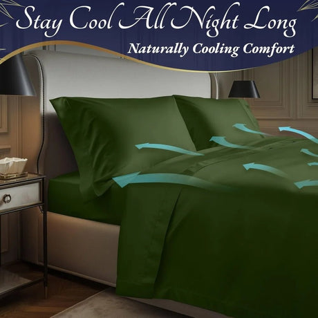 100% Organic Viscose Derived from Bamboo Sheets Queen Size 4pcs - Ultra Soft & Luxuriously Cooling, 17" Deep Pocket - Sleep Galleria - Sleep Galleria