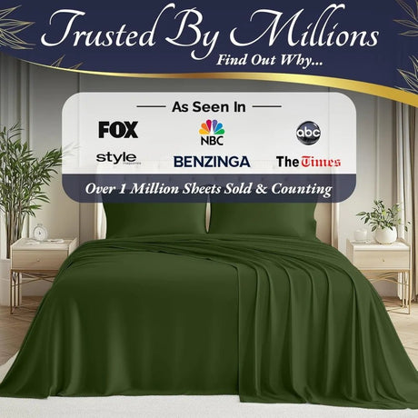100% Organic Viscose Derived from Bamboo Sheets Queen Size 4pcs - Ultra Soft & Luxuriously Cooling, 17" Deep Pocket - Sleep Galleria - Sleep Galleria