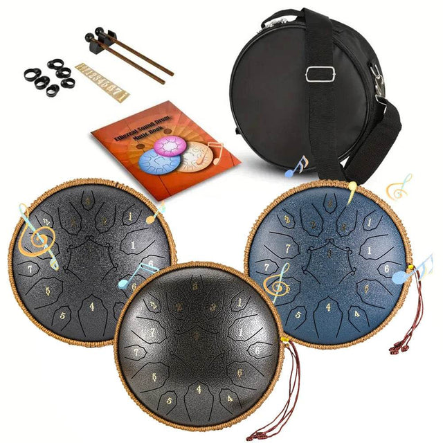 12 Inch D Tone Ethereal Drum Yoga Meditation Sound Healing 15 Notes Percussion Musical Instrument Child Beginner Hand Drum - Omega Lifestyles