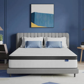 14 Inch Queen Mattress Hybrid Mattresses in a Box with Individual Pocket Spring Medium Firm Queen Size Mattress for Pressure Rel - Omega Lifestyles