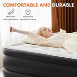 18" Queen Size Air Mattress Bed with Built- in Pump Blow Up Mattresses for Camping, Indoor Colchon, Guests Air Bed - Omega Lifestyles