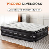 18" Queen Size Air Mattress Bed with Built- in Pump Blow Up Mattresses for Camping, Indoor Colchon, Guests Air Bed - Omega Lifestyles