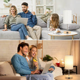 2 Pack 14 Inch Small Table Lamp for Bedroom, 3 Way Dimmable, Touch Control, Dual Charging Ports, 3000K Soft Warm (2 LED Bulb) - Omega Lifestyles