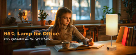 2 Pack 14 Inch Small Table Lamp for Bedroom, 3 Way Dimmable, Touch Control, Dual Charging Ports, 3000K Soft Warm (2 LED Bulb) - Omega Lifestyles