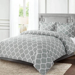 2-Pieces Gray Geometric Polyester Twin Bedding Comforter Set - Omega Lifestyles