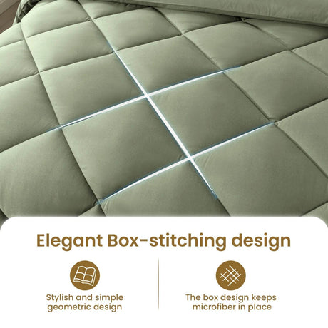 200gsm Comforter Set 7 Pieces Reversible Bed in a Bag Bedding Set for Bedroom All Season with Soft Quilted Lightweight Comforter - Omega Lifestyles