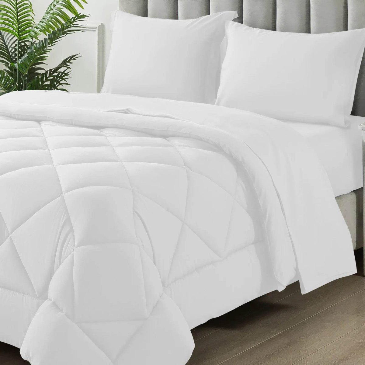 200gsm Comforter Set 7 Pieces Reversible Bed in a Bag Bedding Set for Bedroom All Season with Soft Quilted Lightweight Comforter - Omega Lifestyles