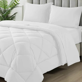 200gsm Comforter Set 7 Pieces Reversible Bed in a Bag Bedding Set for Bedroom All Season with Soft Quilted Lightweight Comforter - Omega Lifestyles
