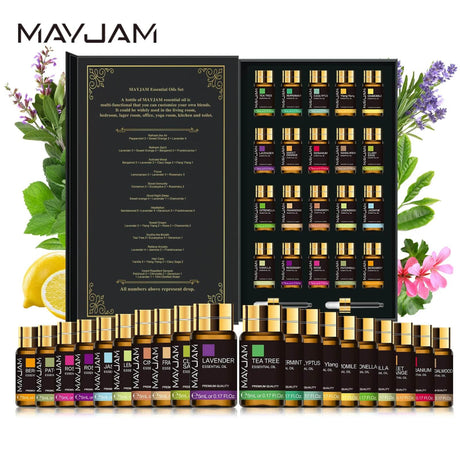 20pcs Kits Gift Box Essential Oil for Diffuser Pure Natural Plant Extract Frankincense Vanilla Lemon Mint Jasmine Tea Tree Oil - Sleep Galleria