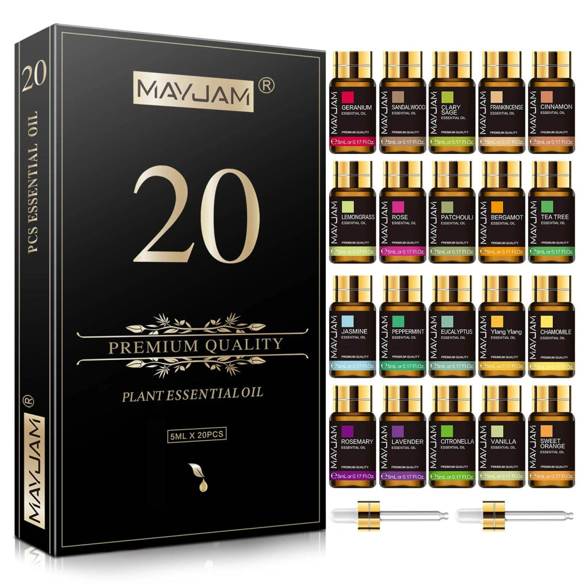 20pcs Kits Gift Box Essential Oil for Diffuser Pure Natural Plant Extract Frankincense Vanilla Lemon Mint Jasmine Tea Tree Oil - Sleep Galleria