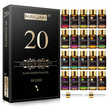 20pcs Kits Gift Box Essential Oil for Diffuser Pure Natural Plant Extract Frankincense Vanilla Lemon Mint Jasmine Tea Tree Oil - Sleep Galleria