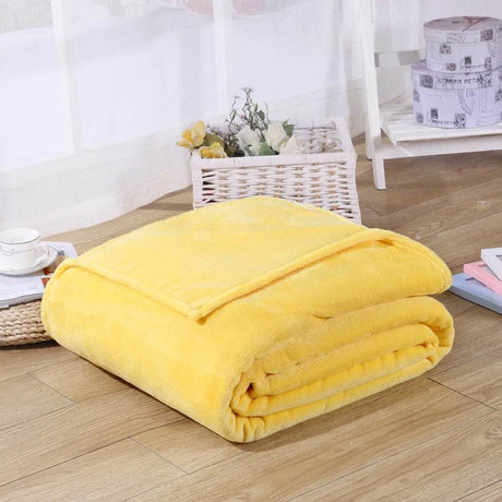 230GSM Coral Fleece Flannel Blankets For Beds Solid Blue Pink Soft Warm Thin Bedspread Sofa Cover Faux Fur Plaid Blanket - Sleep Galleria