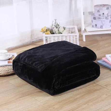 230GSM Coral Fleece Flannel Blankets For Beds Solid Blue Pink Soft Warm Thin Bedspread Sofa Cover Faux Fur Plaid Blanket - Sleep Galleria