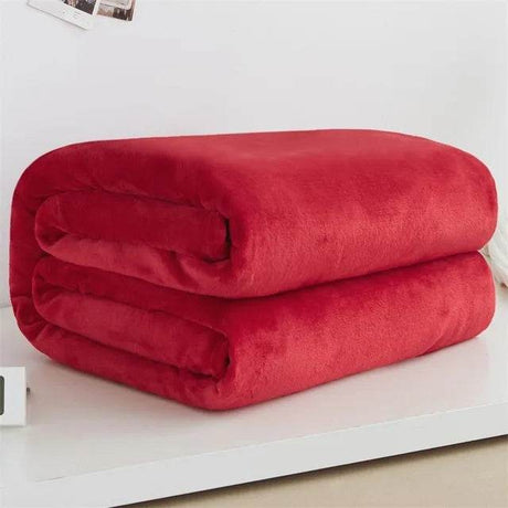 230GSM Coral Fleece Flannel Blankets For Beds Solid Blue Pink Soft Warm Thin Bedspread Sofa Cover Faux Fur Plaid Blanket - Sleep Galleria
