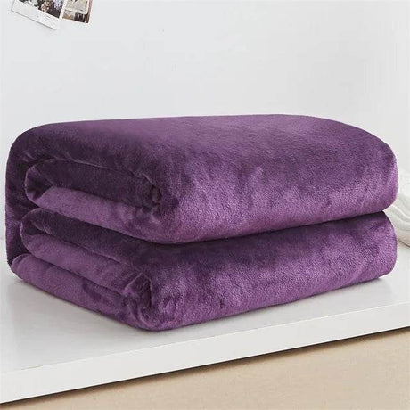 230GSM Coral Fleece Flannel Blankets For Beds Solid Blue Pink Soft Warm Thin Bedspread Sofa Cover Faux Fur Plaid Blanket - Sleep Galleria